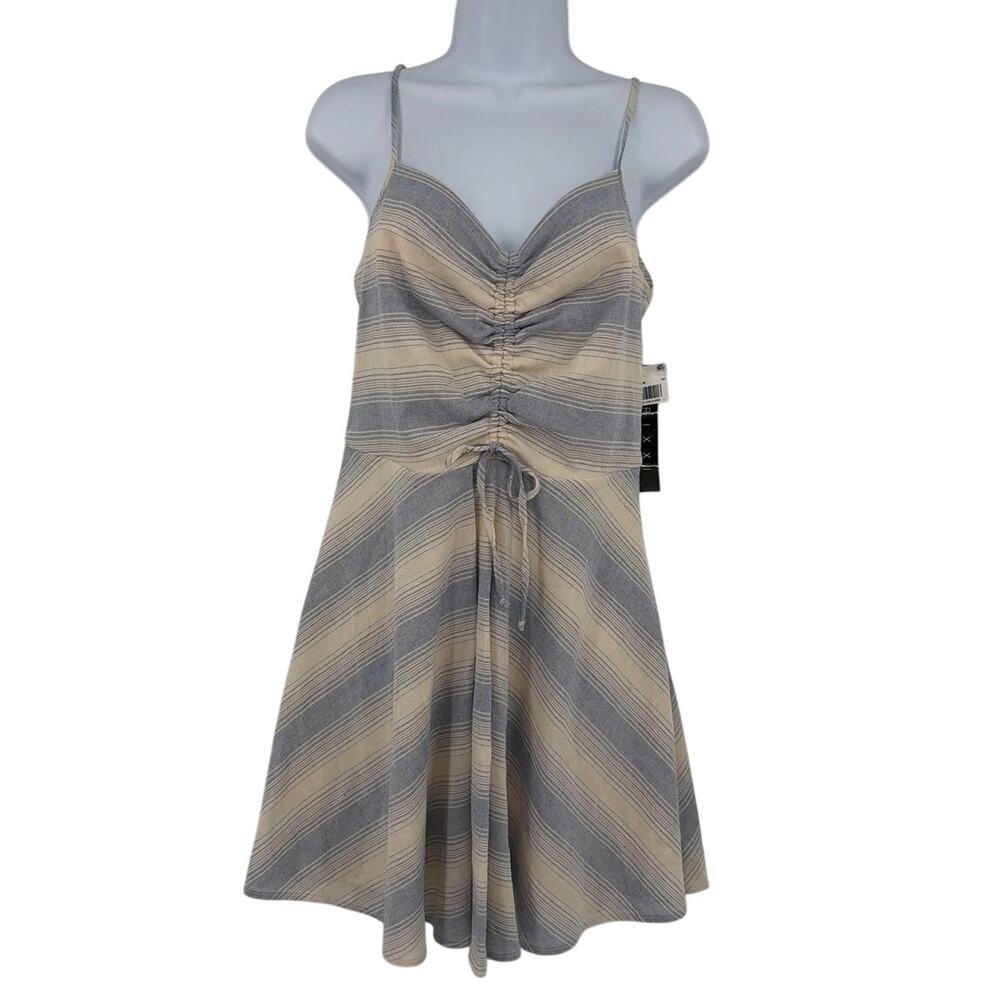 Trixxi Ruched Dress Sz XL Striped Coastal Cowgirl Beach Cottage Milkmaid Hampton